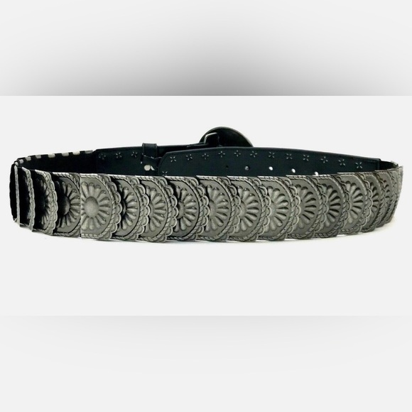 Women’s Vintage Silver Tone Coin Stretch Belt 80s Shiny Disc Metal Cincher Belt main image 8